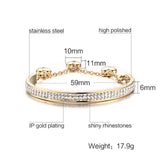 Women Bangle Bracelet Crystal Stainless Steel Gold-color