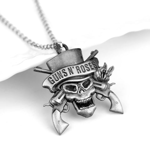 Rock Music Band Guns 'Roses Skull Death Logo Pendants Necklaces Man