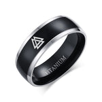 8mm Viking Rune Ring for Men Black Titanium