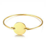 Customizable Round Plate Coin Charm Bangle for Women Bracelets