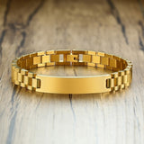 Gold Tone Stainless Steel Mens ID Bracelets