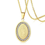 Virgin Mary Gold Color Coin Necklaces for Women