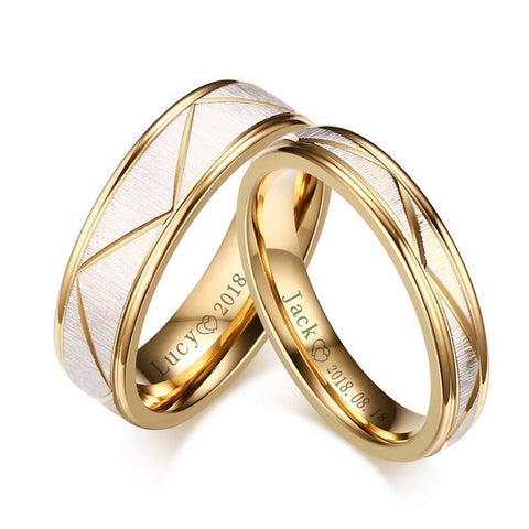 Wedding Rings for Love Matte Finish Stainless Steel Gold Color Women