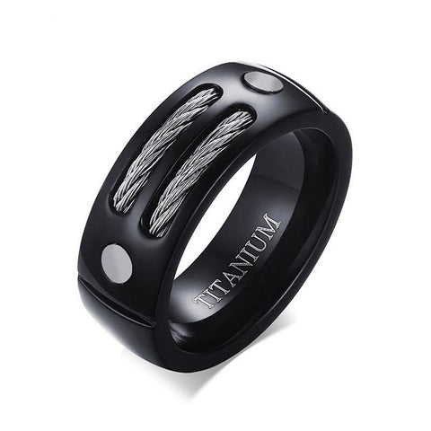 Stylish Black 100% Titanium Ring Men 8MM