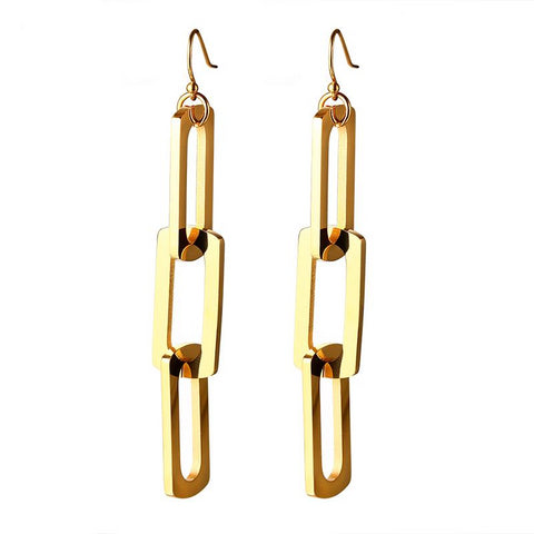 Interlocked Triple Pin Long Drop Earrings for Women
