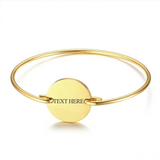Customizable Round Plate Coin Charm Bangle for Women Bracelets