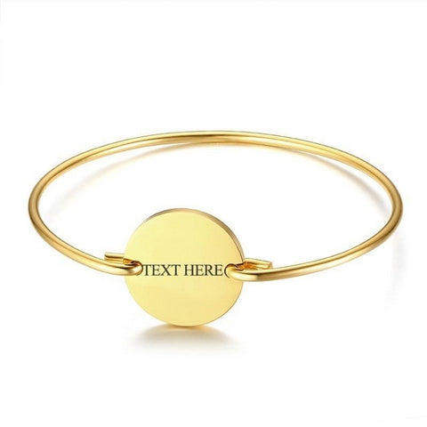 Customizable Round Plate Coin Charm Bangle for Women Bracelets