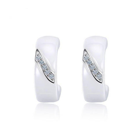 Sterling Silver Earrings for Women Jewelry Elegant White Ceramic