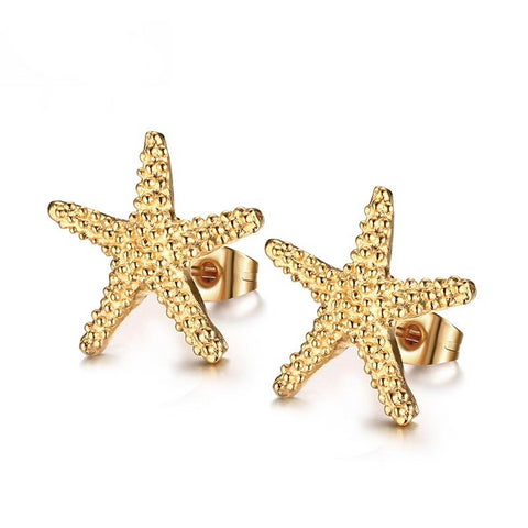 Elegant Gold-color Starfish Stud Earrings Women