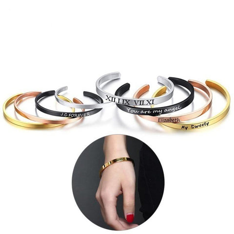 Free Personalize 4/6/8mm Simple Cuff Bracelets for Women