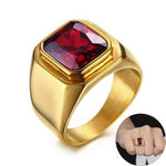 Casual Men Ring Red CZ Stone