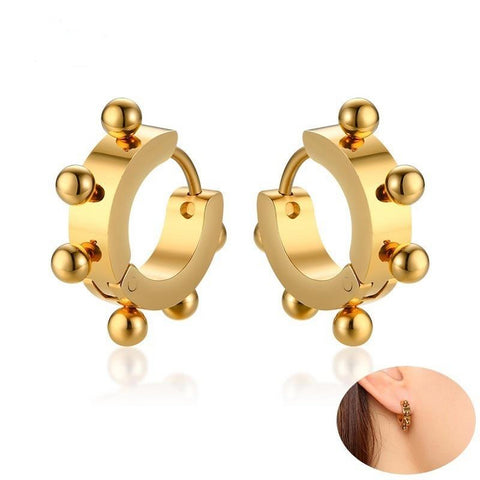 Designed Rivet Stud Earrings for Women Gold Color