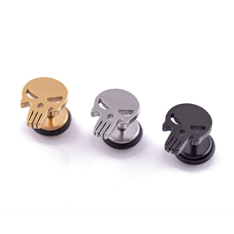 High Quality Fashion Punk Rock Style Skull Stud Earrings For men