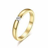 Simple Gold Color Stainless Steel Engagement Rings for Women