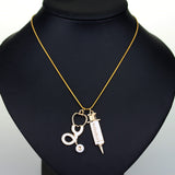 Doctor Medical Tools Stethoscope Syringe Necklace Men